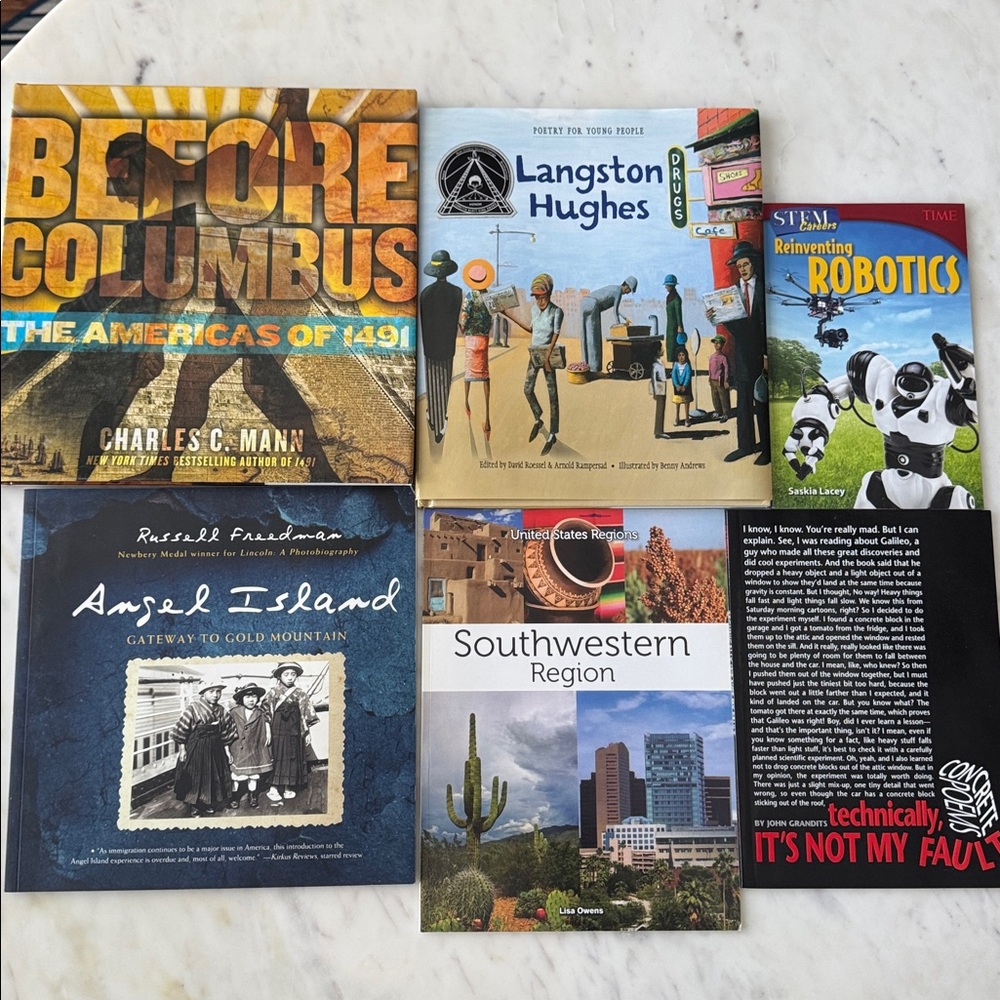 6 Assorted Educational Books Collection appropriate for middle school ages